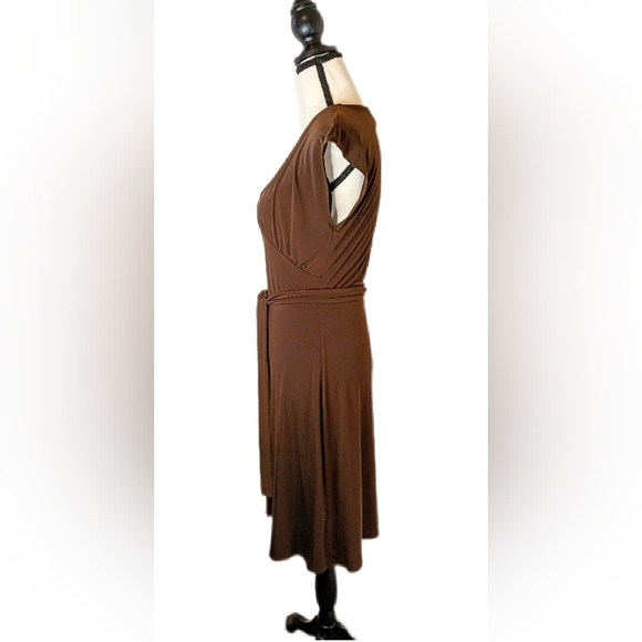 Vintage 90's :: Attention Sexy Brown Dress Tie at Waist Cap Sleeve Dress Size S - Picture 7 of 9